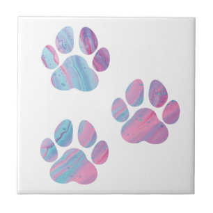 Dog Paw Prints - farbenfrohe Wirbel Fliese