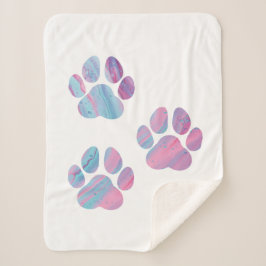 Dog Paw Prints - farbenfrohe Wirbel Sherpadecke