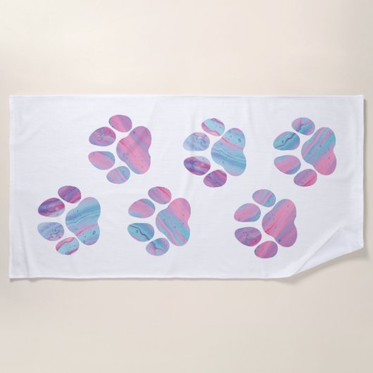 Dog Paw Prints - farbenfrohe Wirbel Strandtuch (Vorderseite)