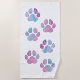 Dog Paw Prints - farbenfrohe Wirbel Strandtuch