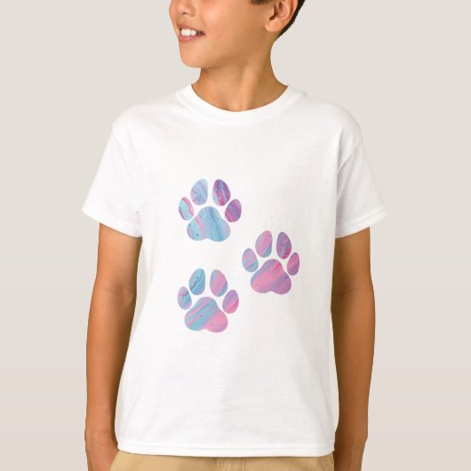 Dog Paw Prints - farbenfrohe Wirbel T-Shirt (Vorderseite)