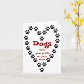 Dog Paw Prints Heart Karte (Gelbe Blume)