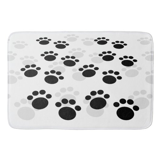 Dog Paw Prints in schwarz-grauem Muster Badematte (Vorderseite)