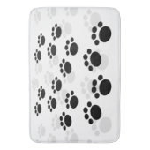 Dog Paw Prints in schwarz-grauem Muster Badematte (Vorderseite Vertikal)