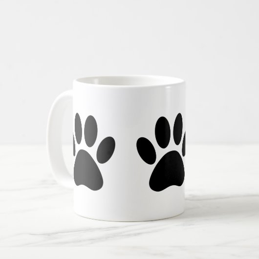 Dog Paw Prints in Schwarz Kaffeetasse (Vorderseite Links)