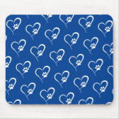 Dog Paw Prints mit Herz auf Blue Mouse Pad Mousepad (Vorne)