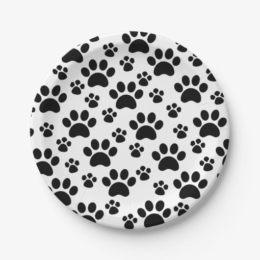 Dog Paw Prints Pappteller (Vorderseite)