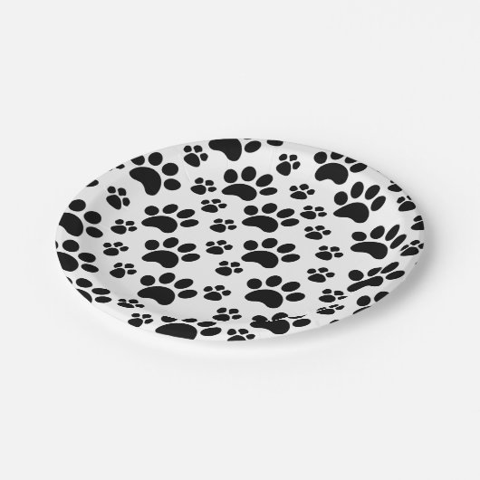 Dog Paw Prints Pappteller (Schrägansicht)