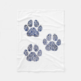 Dog Paw Prints - Portugiesische Tiles Fleecedecke