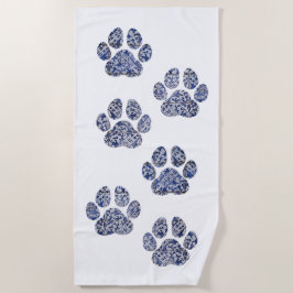 Dog Paw Prints - Portugiesische Tiles Strandtuch