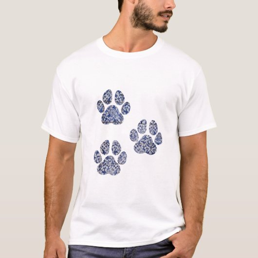 Dog Paw Prints - Portugiesische Tiles T-Shirt (Vorderseite)