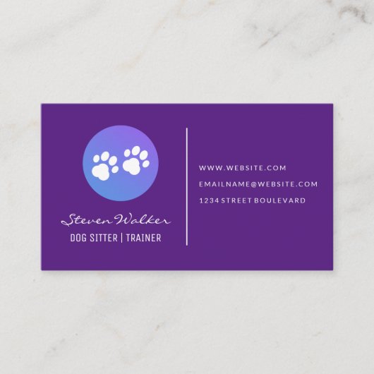 Dog Paw Prints | Purple Visitenkarte (Vorderseite)