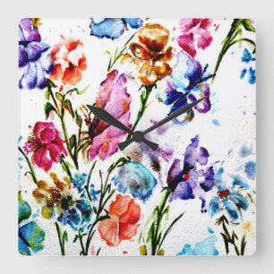 DOG PAW PRINTS QUADRATISCHE WANDUHR