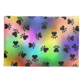Dog Paw Prints Rainbow Pillow Case Kissenbezug (Rückseite)