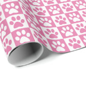 Dog Paw Prints rosa und weiß Geschenkpapier (Rolleneckpunkt)