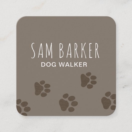 Dog Paw Prints Square | Sitzplatz für Haustiere |  Quadratische Visitenkarte (Vorderseite)