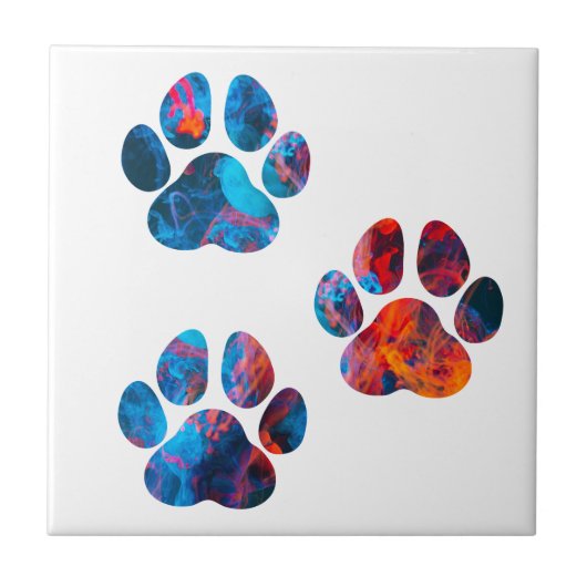 Dog Paw Prints - Tinte in Wasser Fliese (Vorderseite)