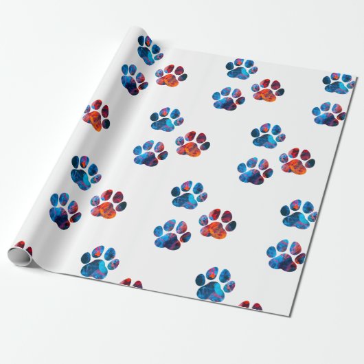 Dog Paw Prints - Tinte in Wasser Geschenkpapier (Ungerollt)