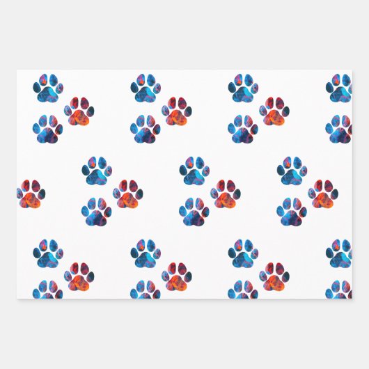 Dog Paw Prints - Tinte in Wasser Geschenkpapier Set (Vorderseite)