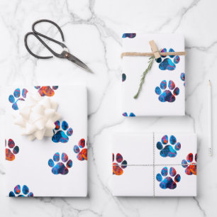 Dog Paw Prints - Tinte in Wasser Geschenkpapier Set