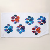 Dog Paw Prints - Tinte in Wasser Strandtuch (Vorderseite)