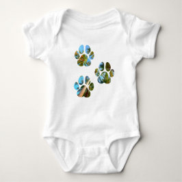 Dog Paw Prints - Tropische Palmen Baby Strampler