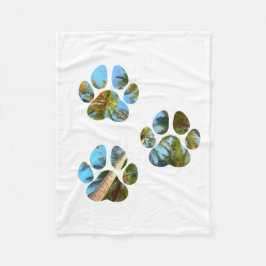 Dog Paw Prints - Tropische Palmen Fleecedecke