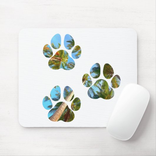 Dog Paw Prints - Tropische Palmen Mousepad (Mit Mouse)