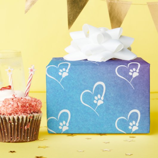 Dog Paw Prints und Herz Geschenkpapier (Geburtstagsparty)