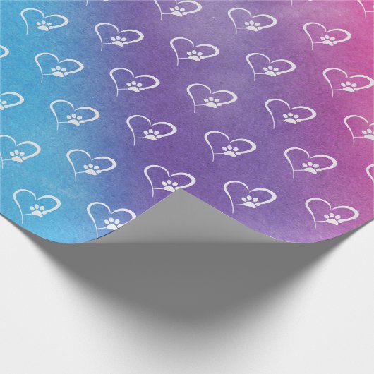 Dog Paw Prints und Herz Geschenkpapier (Ecke)