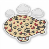 Dog Paw Prints und Red Hearts Custom Blimp Aufkleber (Vorderseite)