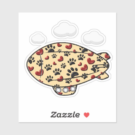 Dog Paw Prints und Red Hearts Custom Blimp Aufkleber (Blatt)