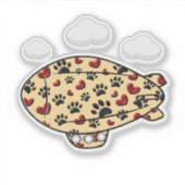 Dog Paw Prints und Red Hearts Custom Blimp Aufkleber (Vorderseite)