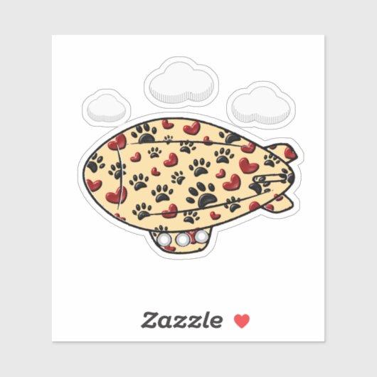 Dog Paw Prints und Red Hearts Custom Blimp Aufkleber (Blatt)