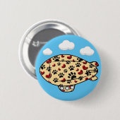 Dog Paw Prints und Red Hearts Custom Blimp Button (Vorne & Hinten)