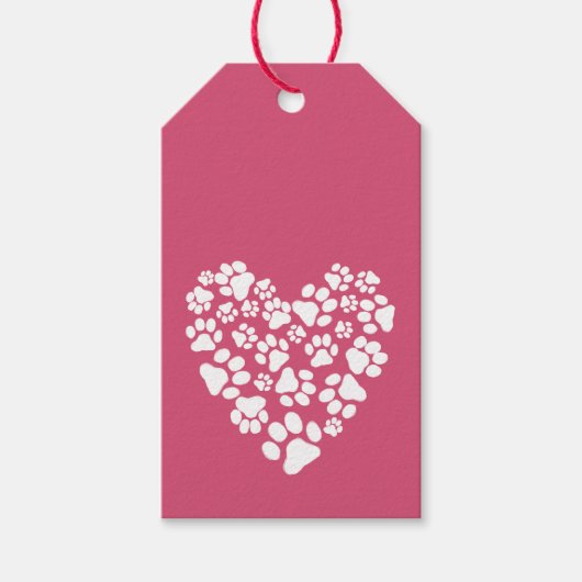 Dog Paw Prints Valentine Herz Geschenkanhänger (Vorderseite)