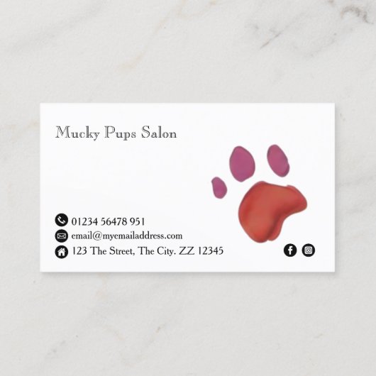Dog Paw Prints werden farbig Visitenkarte (Rückseite)