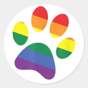 Dog Paw Rainbow Paw LGBT Gay Pride Lesbische Unter Runder Aufkleber