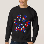 Dog Paw Red White Blue Stars 4. Juli Dog Cat L Sweatshirt (Vorderseite)
