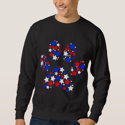Dog Paw Red White Blue Stars 4. Juli Dog Cat L Sweatshirt (Vorderseite)