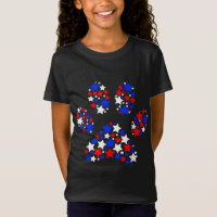 Dog Paw Red White Blue Stars 4. Juli Dog Cat L