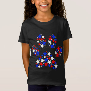 Dog Paw Red White Blue Stars 4. Juli Dog Cat L T-Shirt