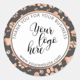 Dog Paw Rose Gold Custom Logo Pet Runder Aufkleber