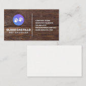 Dog Paw | Rustikale Holzplatten Visitenkarte (Vorne/Hinten)