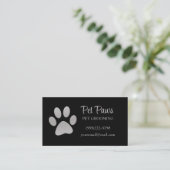 Dog Paw Silver Black Pet Grooming Service Visitenkarte (Stehend Vorderseite)