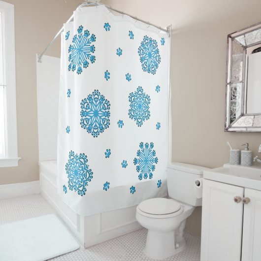Dog Paw Snowflake Duschvorhang (Beispiel)