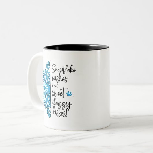 Dog Paw Snowflake Kisses Zweifarbige Tasse (Vorderseite Links)