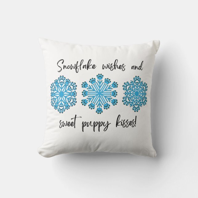 Dog Paw Snowflake Puppy Kisses Kissen (Vorderseite)