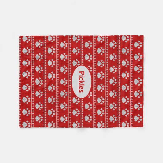 Dog Paw Strick Fleece Dog Blanket (Vorderseite (Horizontal))