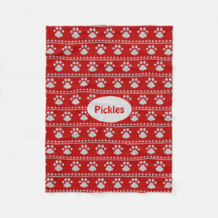 Dog Paw Strick Fleece Dog Blanket